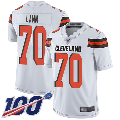 Cleveland Browns Kendall Lamm Men White Limited Jersey #70 NFL Football Road 100th Season Vapor Untouchable